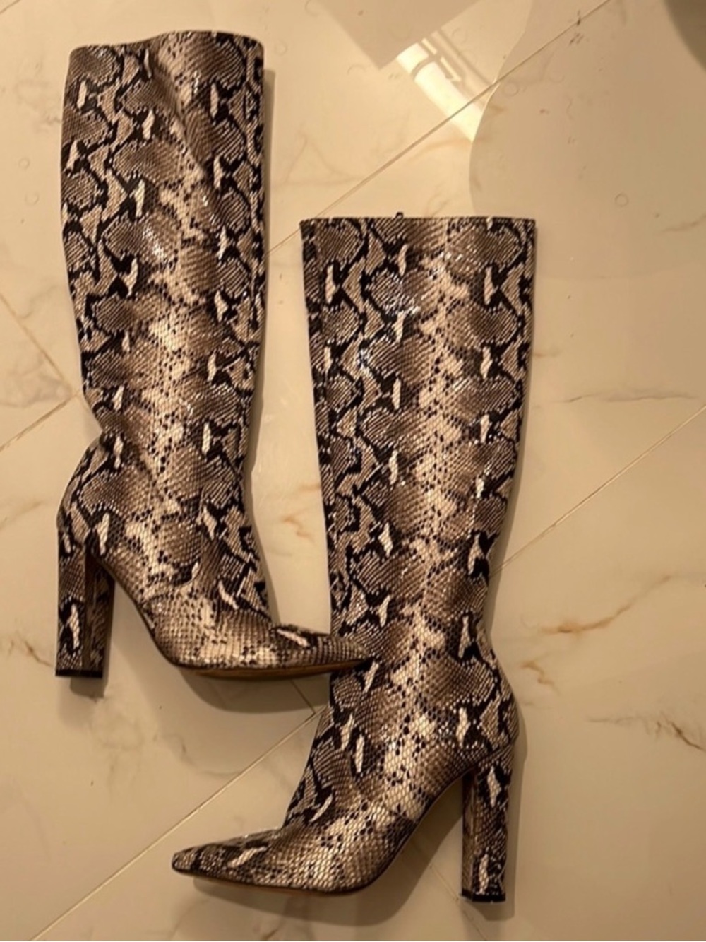 Tony Bianco Lexie Snake-Print -Knee High Boots